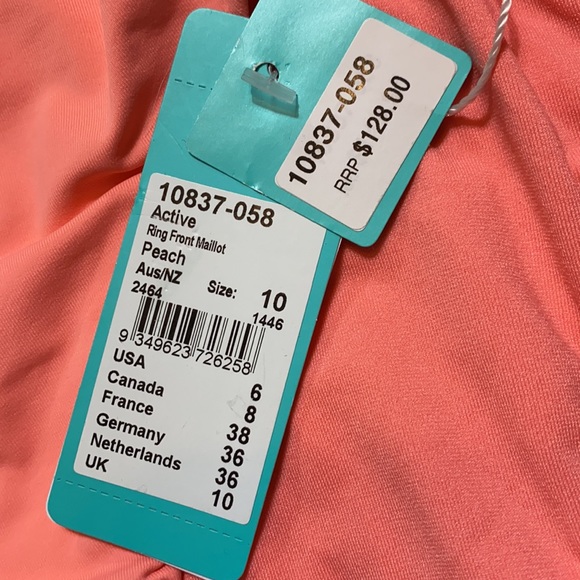 Seafolly Ring Front Maillot One Piece in Peach 6 - Picture 8 of 10